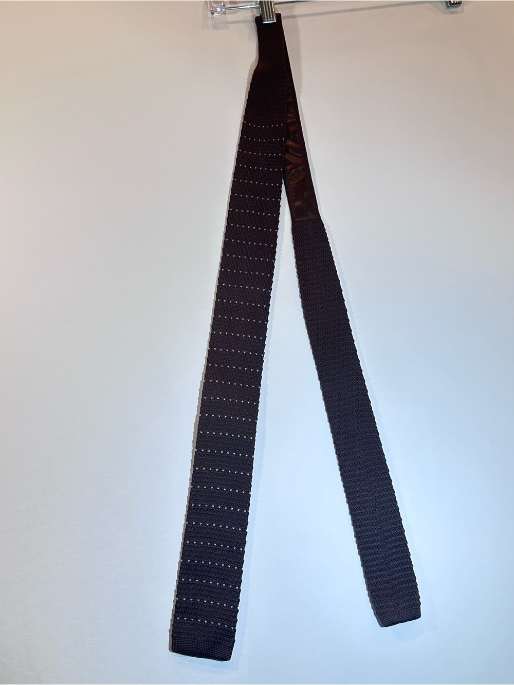 Jonathan David Mens Knit Tie Brown Cream Pattern Textured Square End Necktie